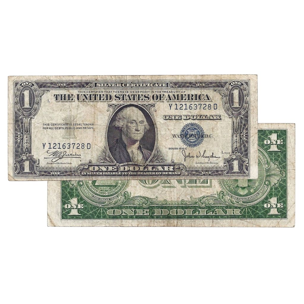$1 1935 Blue Seal Silver Certificate Fine Great American Coin