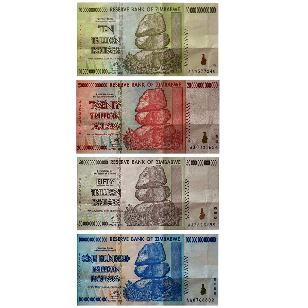 100 Trillion Zimbabwe Banknotes 2008 AA Series Uncirculated