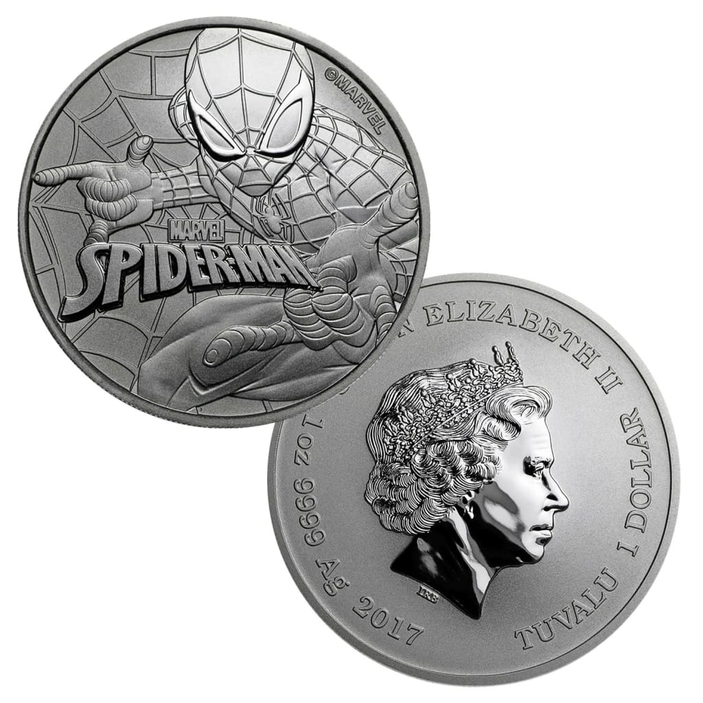 2017 $1 Tuvalu 1 oz .999 Silver Marvel Series Spiderman™ BU