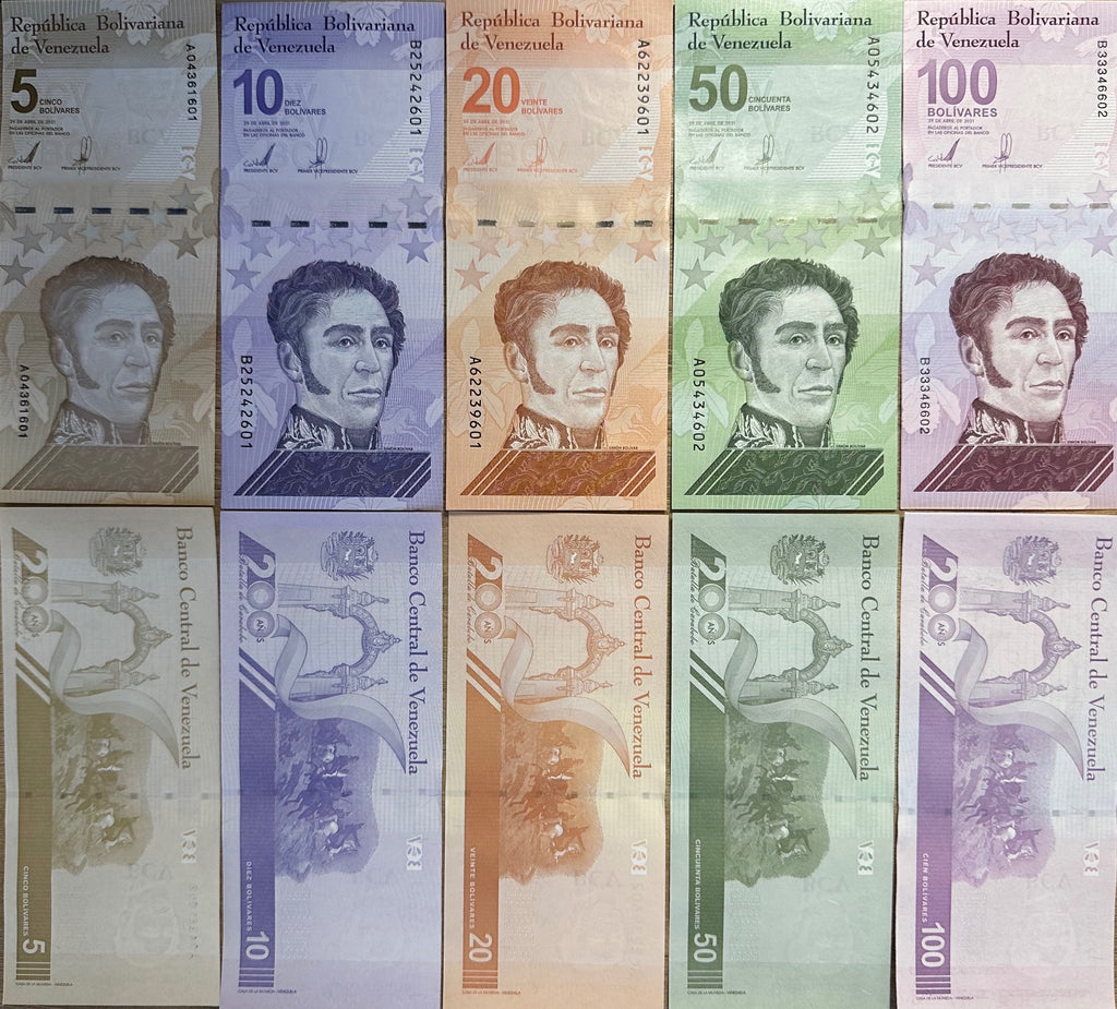 Complete Set Venezuela Bolivar Digitales Uncirculated 2021 - 100