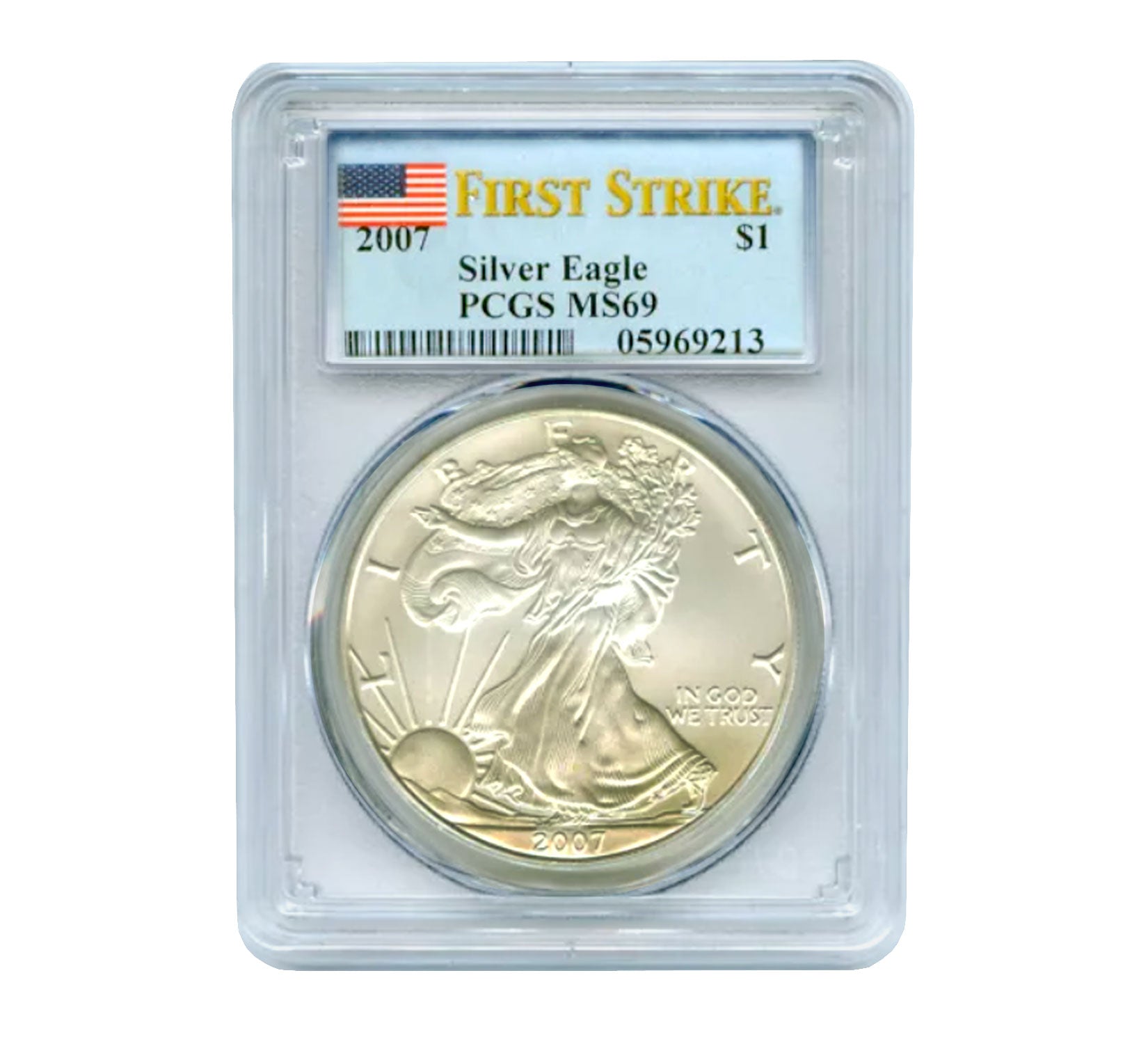 2007 $1 American Silver Eagle MS69 PCGS - First Strike