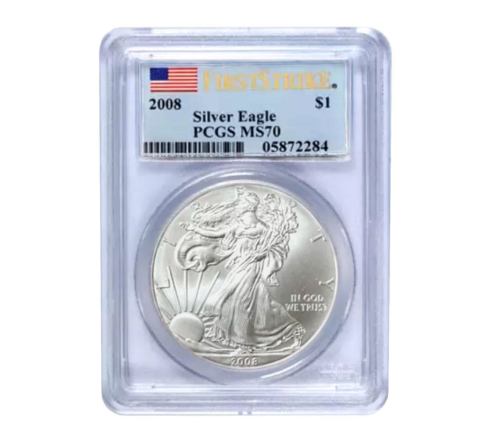 2008 $1 American Silver Eagle MS69 PCGS - First Strike