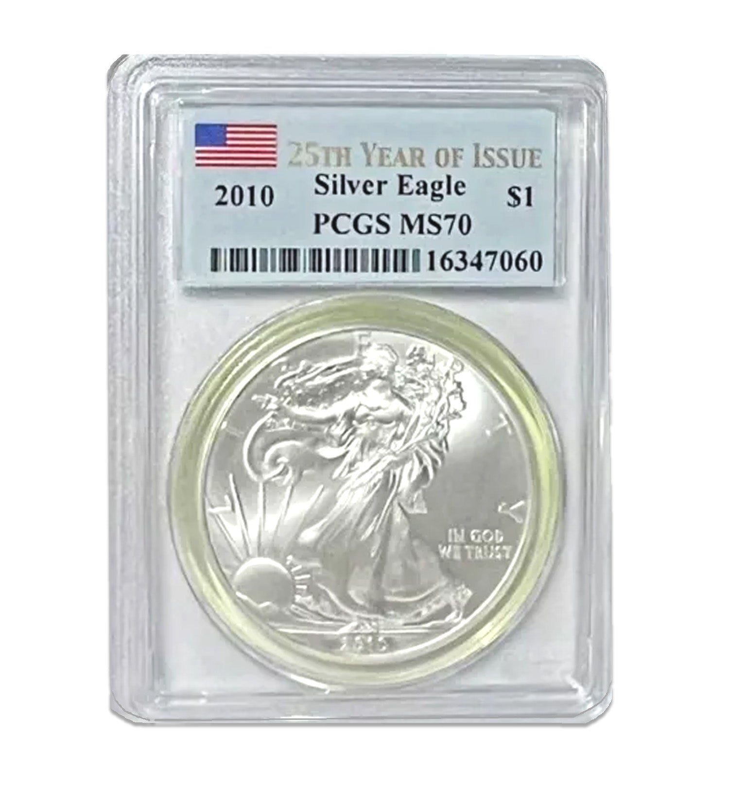 2010 $1 American Silver Eagle MS70 PCGS - 25th Year of Issue