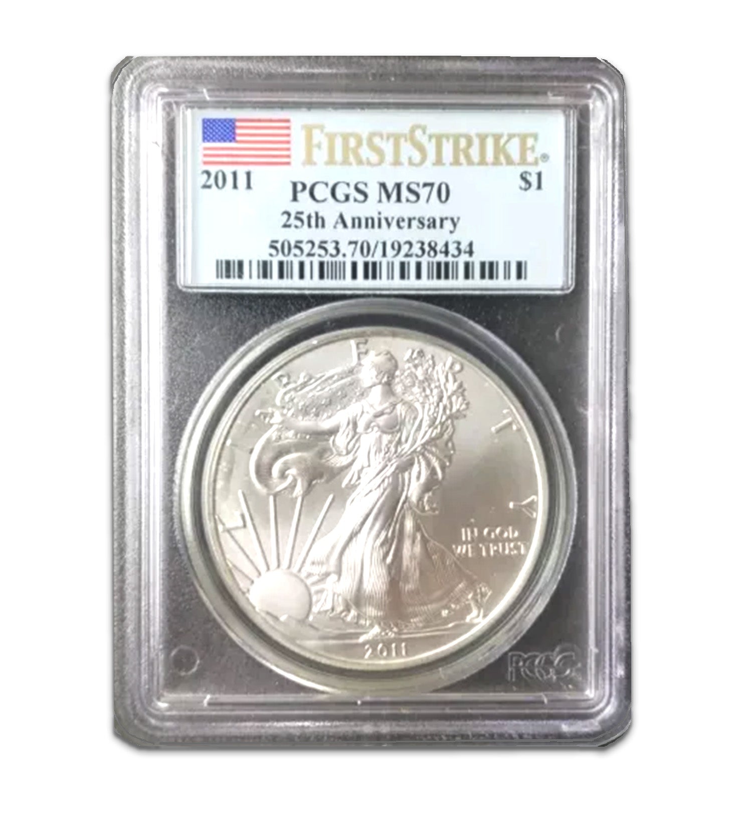 2011 $1 American Silver Eagle MS70 PCGS - 25th Anniversary - First Strike