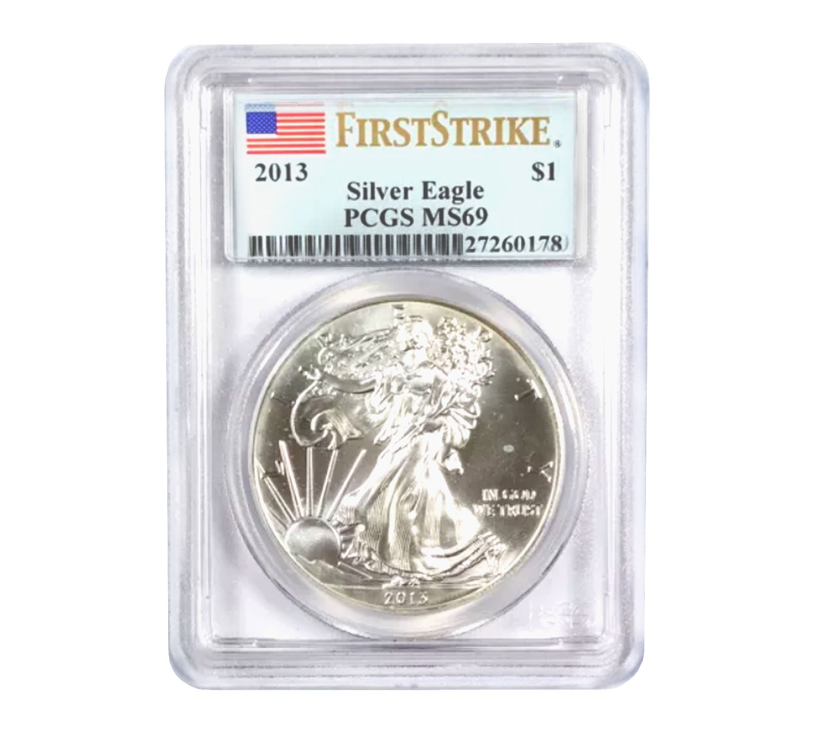 2013 $1 American Silver Eagle MS69 PCGS - First Strike