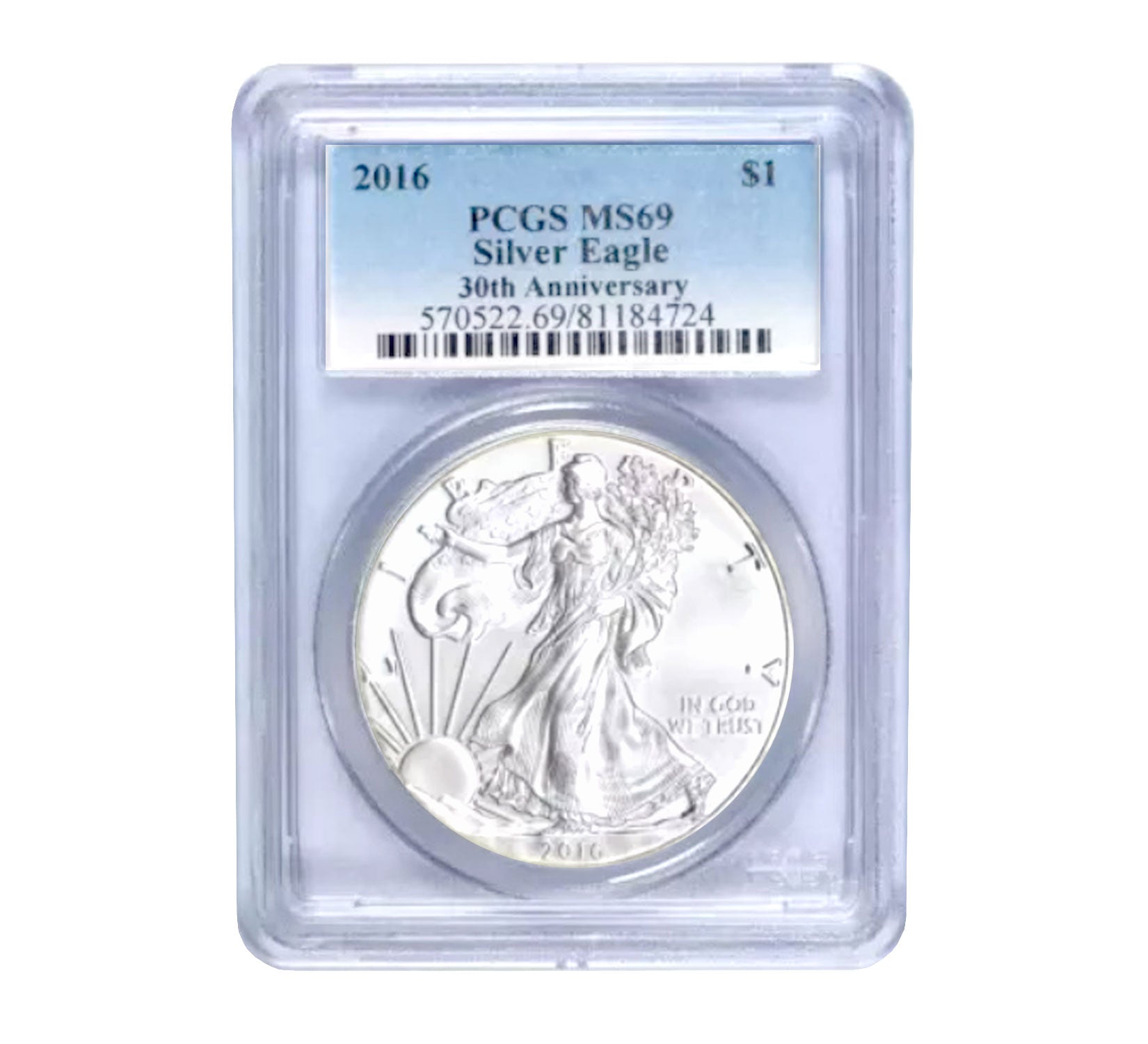 2016 $1 American Silver Eagle MS69 PCGS