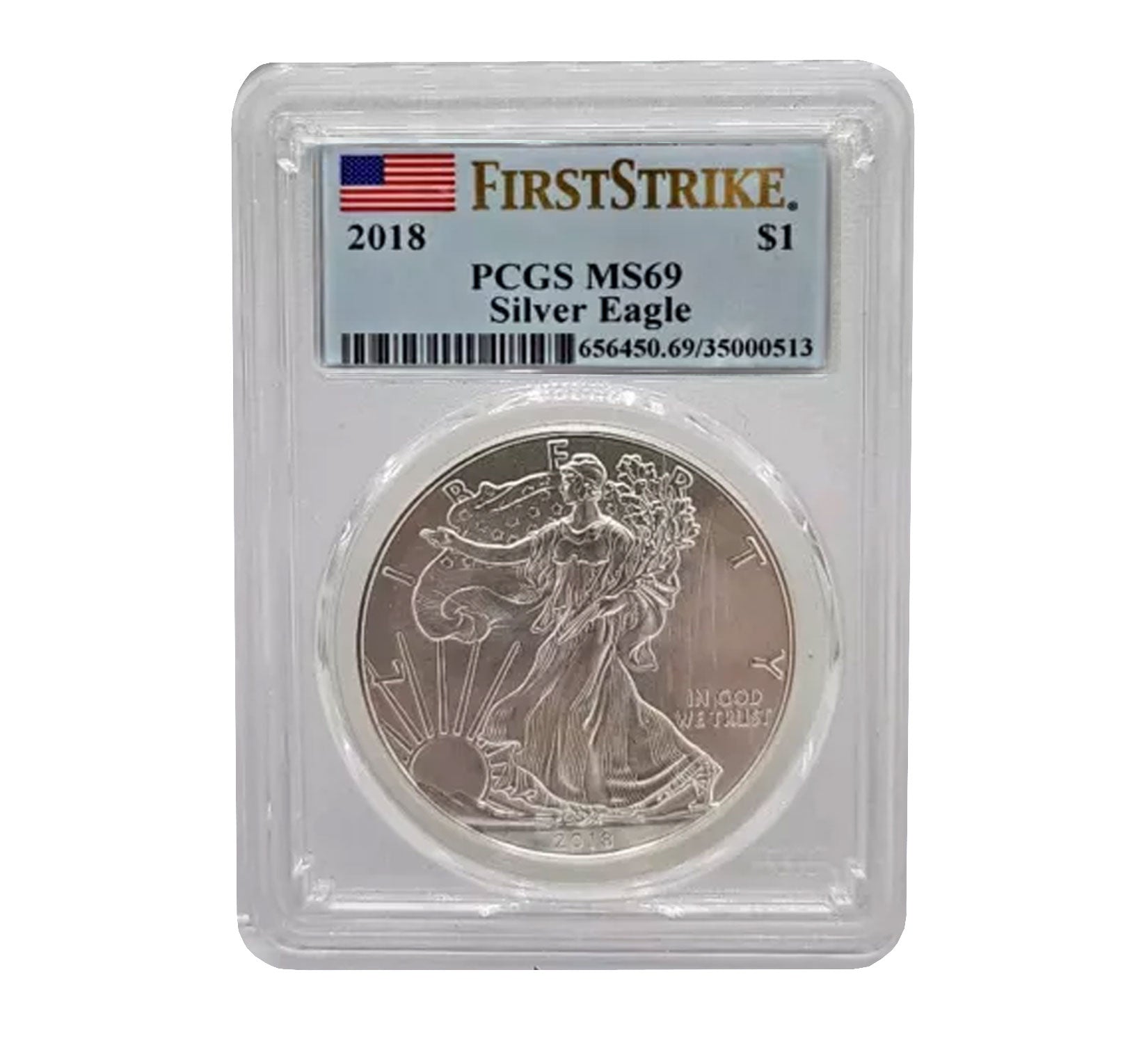 2018 $1 American Silver Eagle MS69 PCGS - First Strike