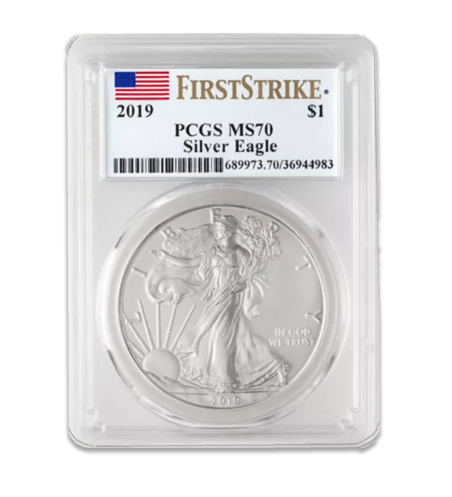 2019 $1 American Silver Eagle MS70 PCGS - First Strike