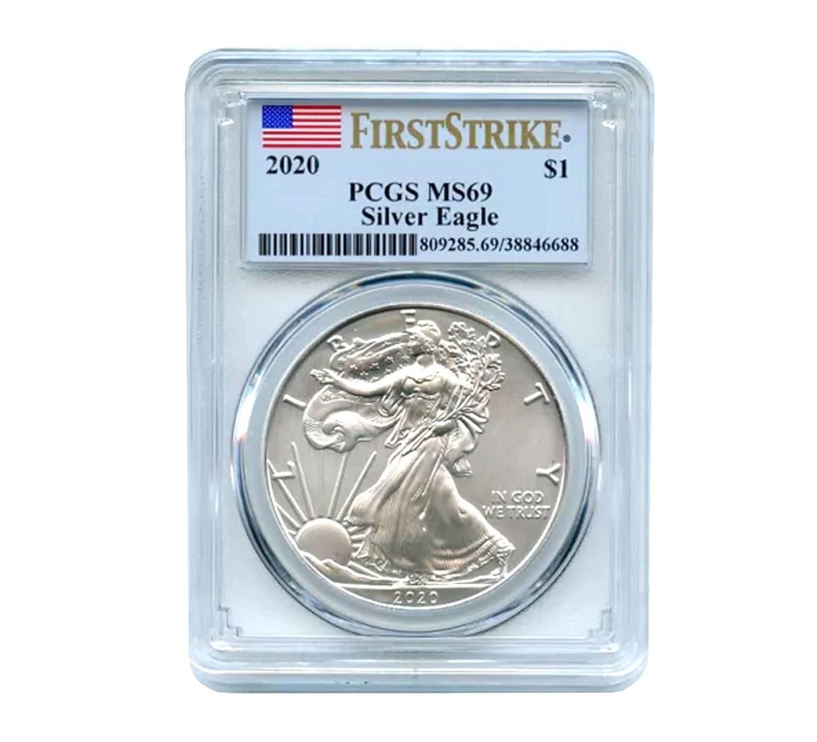 2020 $1 American Silver Eagle MS69 PCGS - First Strike