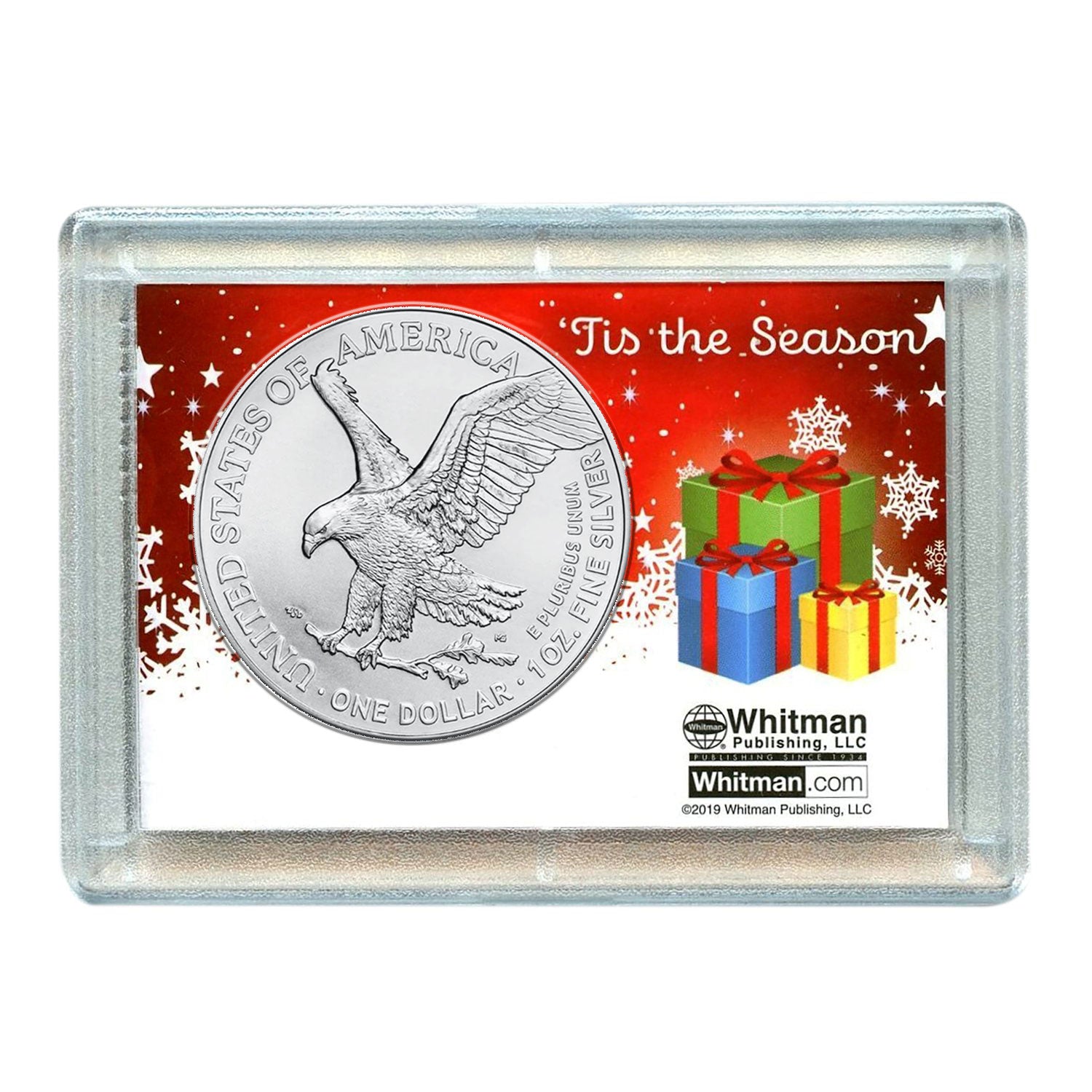 2024 $1 American Silver Eagle with Christmas Tree Holiday Gift Holder