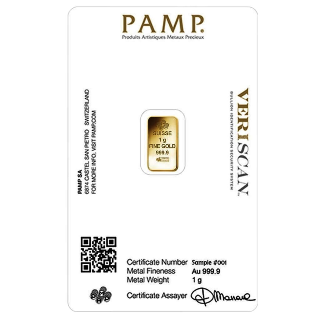 1 Gram .9999 Gold Bar - Pamp Suisse Fortuna