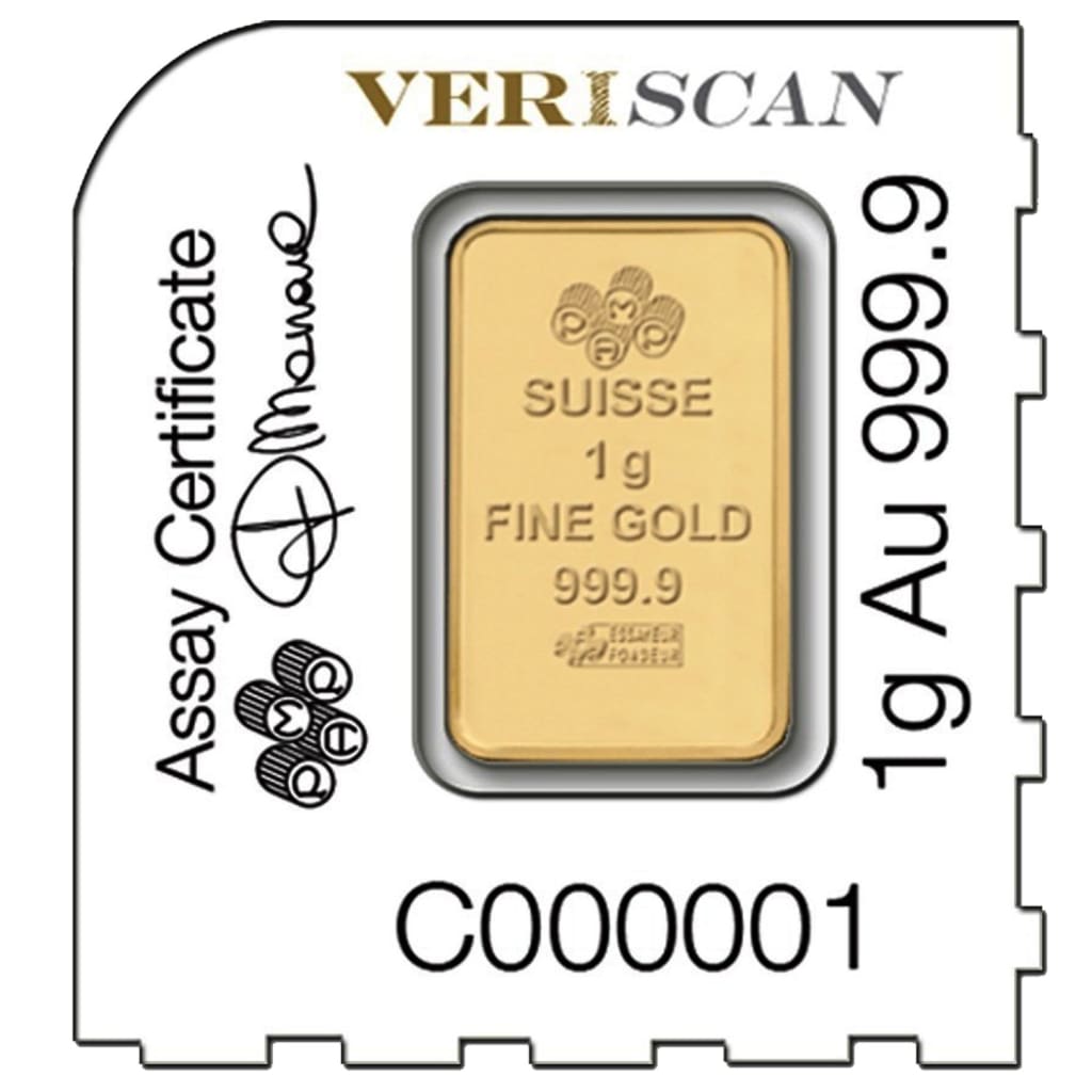 1 Gram .9999 Gold Bar - Pamp Suisse - Snap Bars