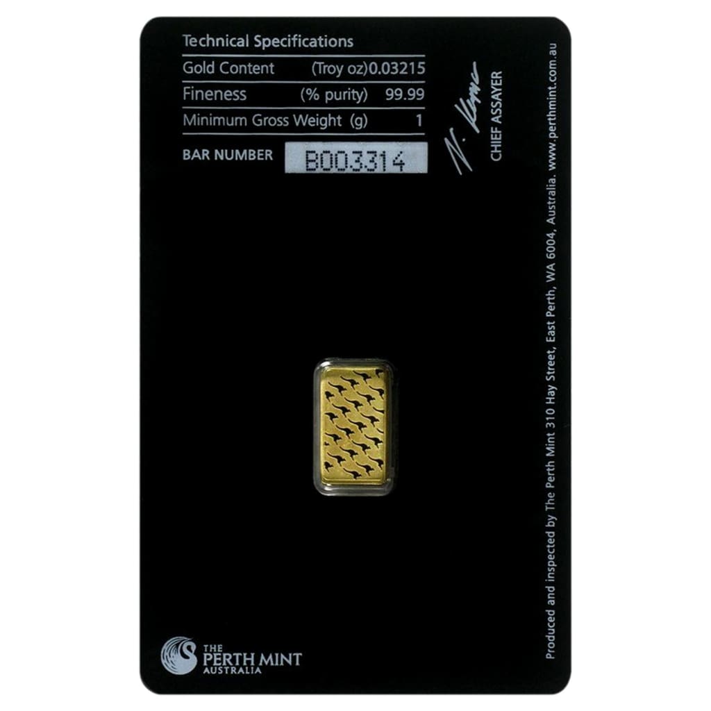 1 Gram .9999 Gold Bar - Perth Mint - In Assay Card