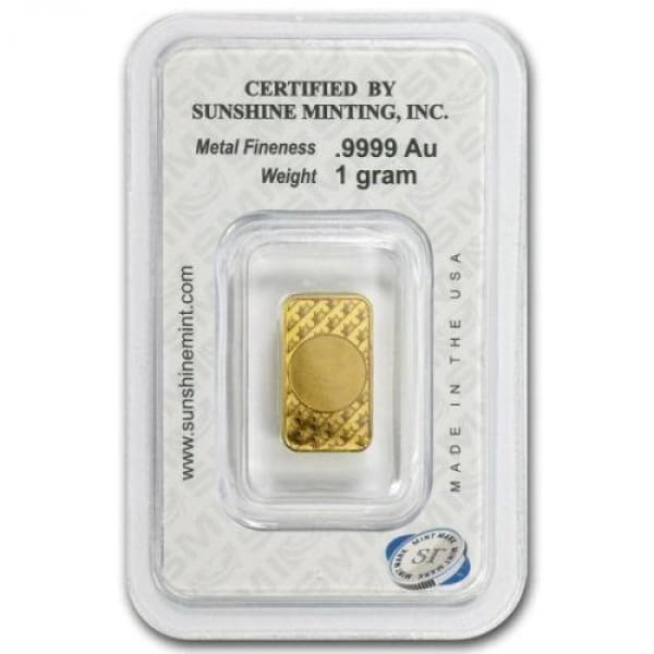 1 Gram .9999 Gold Bar - Sunshine Minting