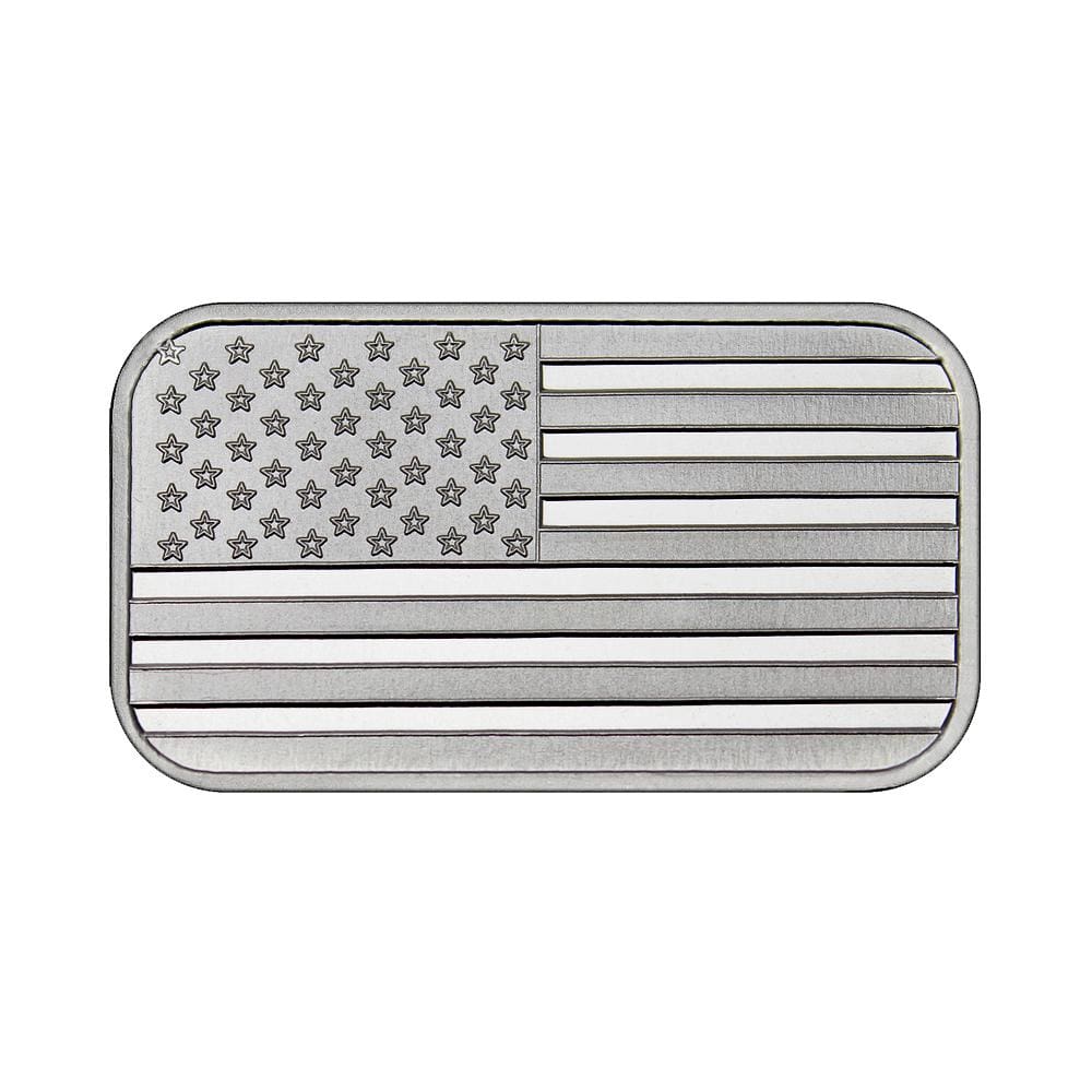 1 Ounce Silvertowne Mint .999 Silver American Flag Bar - Tophatter