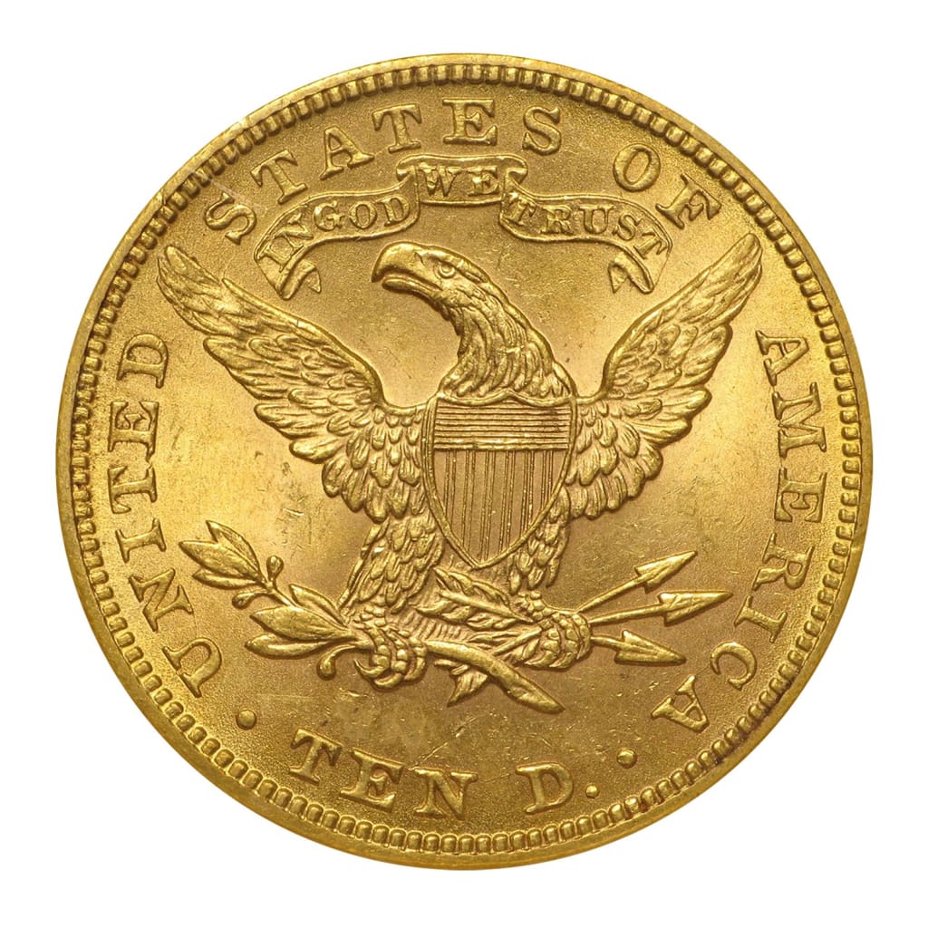 $10 Liberty Head Eagle (1866-1907) Motto Above Eagle