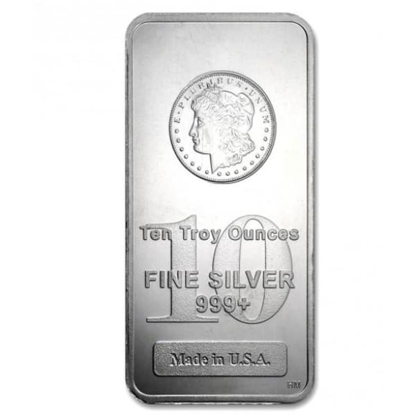 10 Ounce oz .999 Silver Bar - Morgan Design