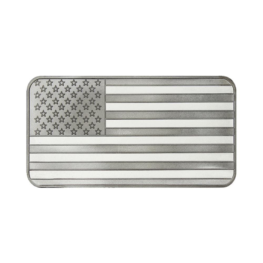 10 Ounce Silvertowne Mint .999 Silver American Flag Bar