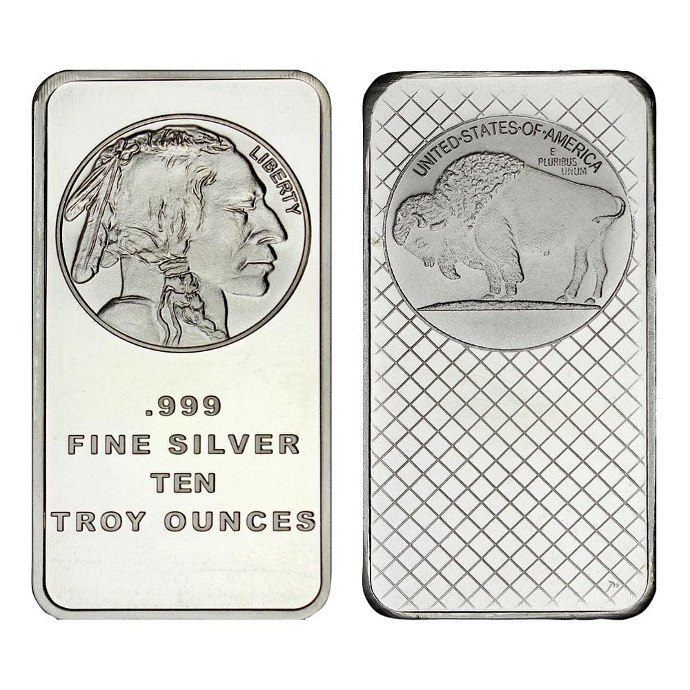 10 Ounce Silvertowne Mint .999 Silver Buffalo Bar