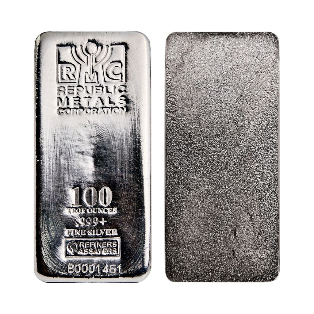 100 Ounce Republic Metals .999 Silver Cast Bar