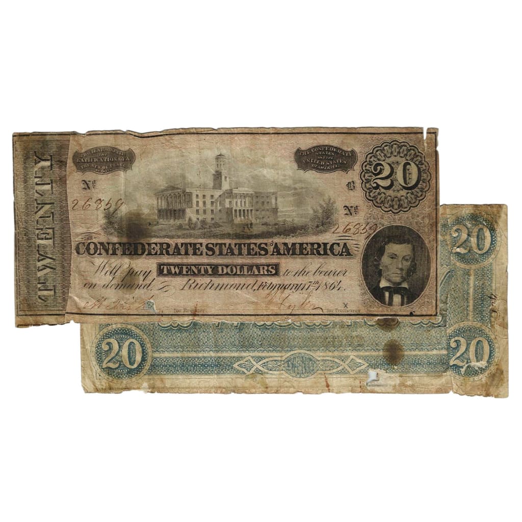 1864 - $20 Confederate States of America (CSA) Note - Purchase By the Grade