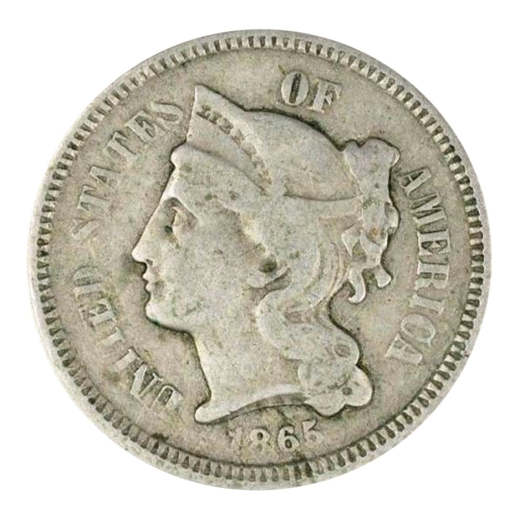 1865 Three Cent Nickel In Circulated Condition