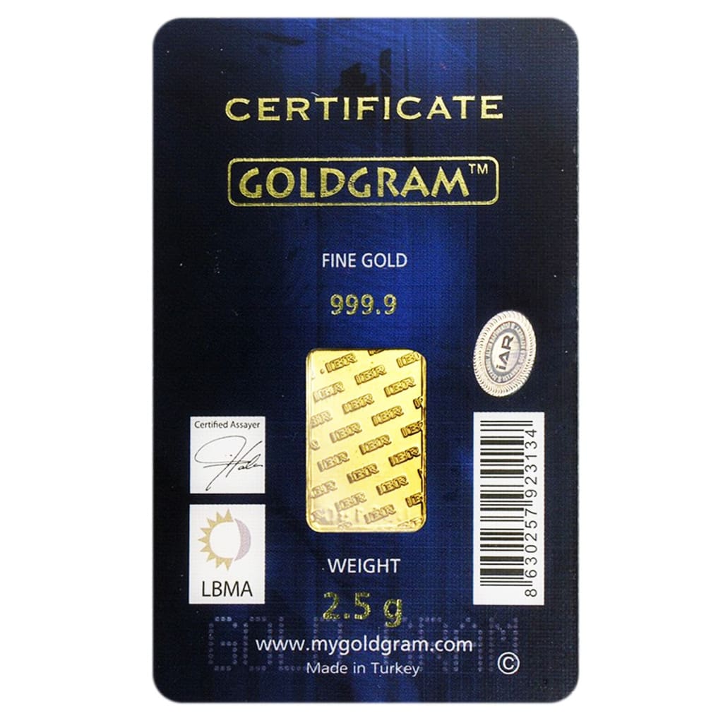 2.5 Gram .9999 Gold Bar - Istanbul Gold Refinery