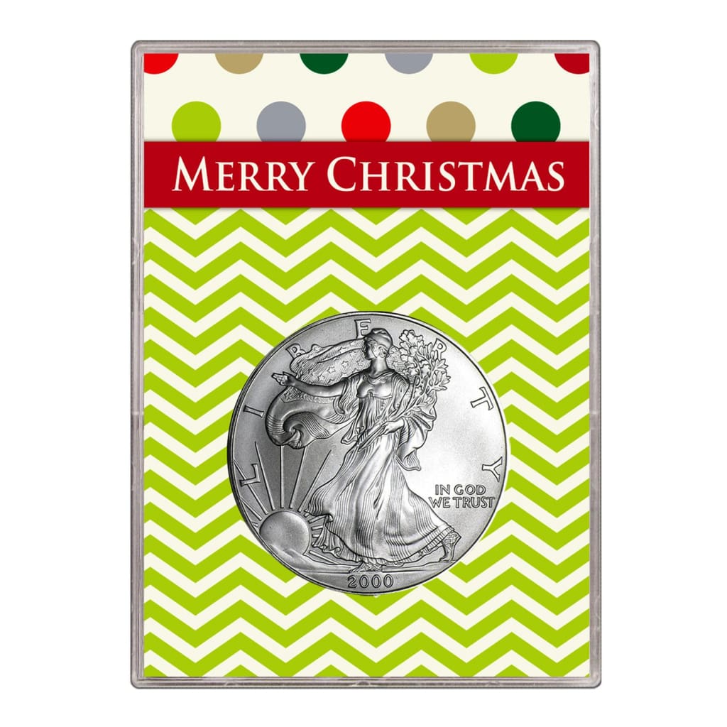 2000 $1 American Silver Eagle Gift Holder Merry Christmas Design