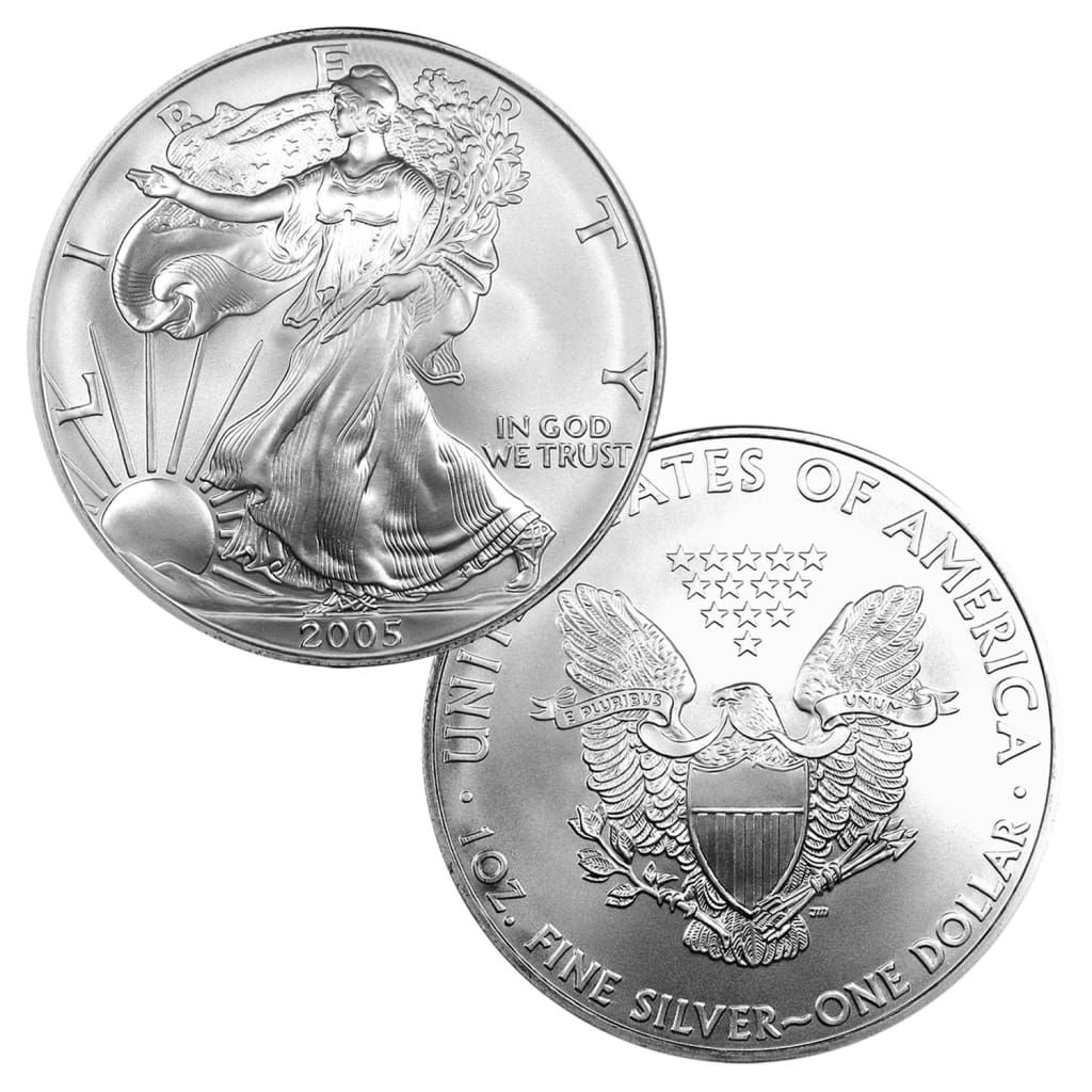 2005 $1 American Silver Eagles BU In US Mint Gift Box