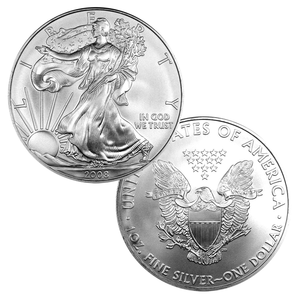 2008 $1 American Silver Eagles BU In US Mint Gift Box