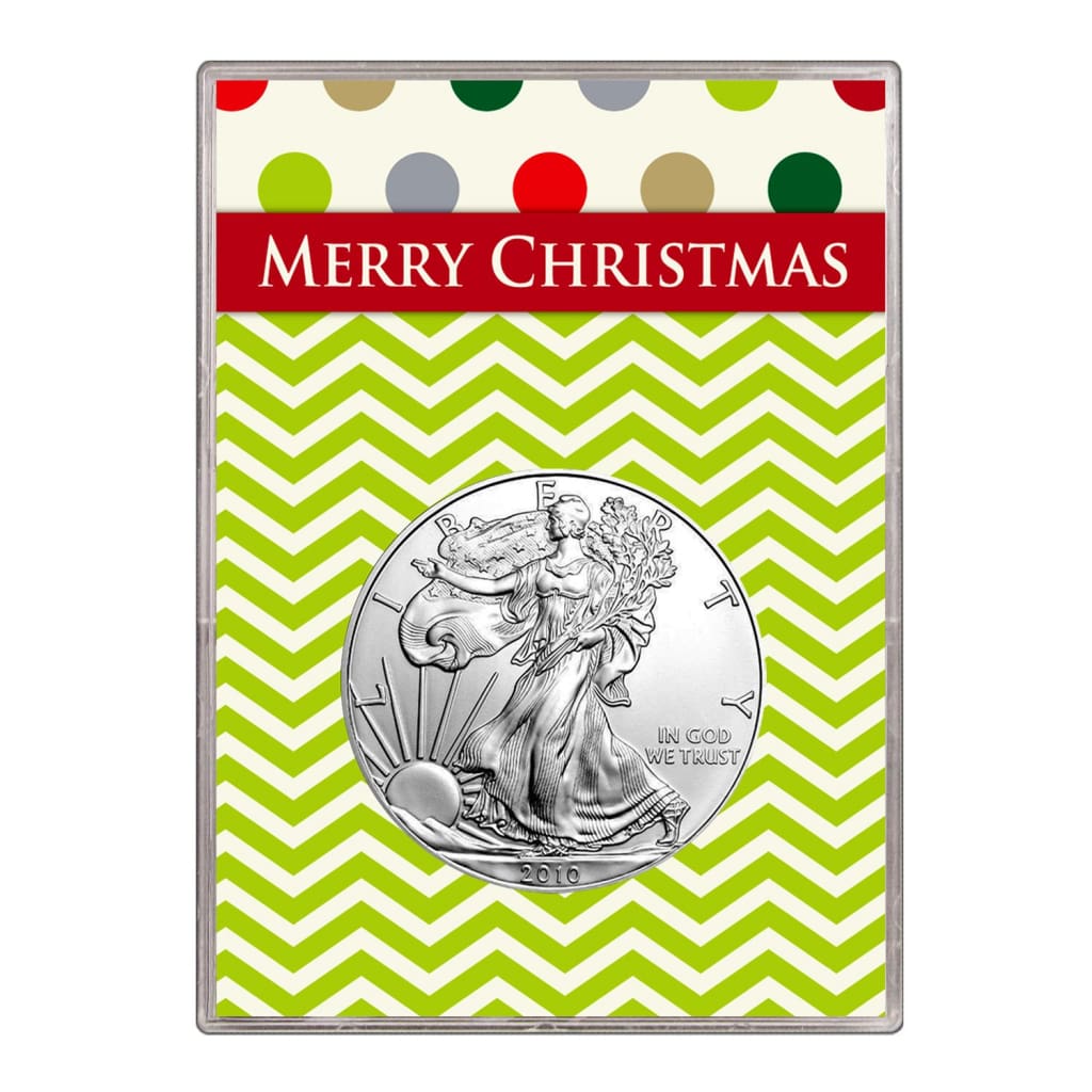 2010 $1 American Silver Eagle Gift Holder Merry Christmas Design