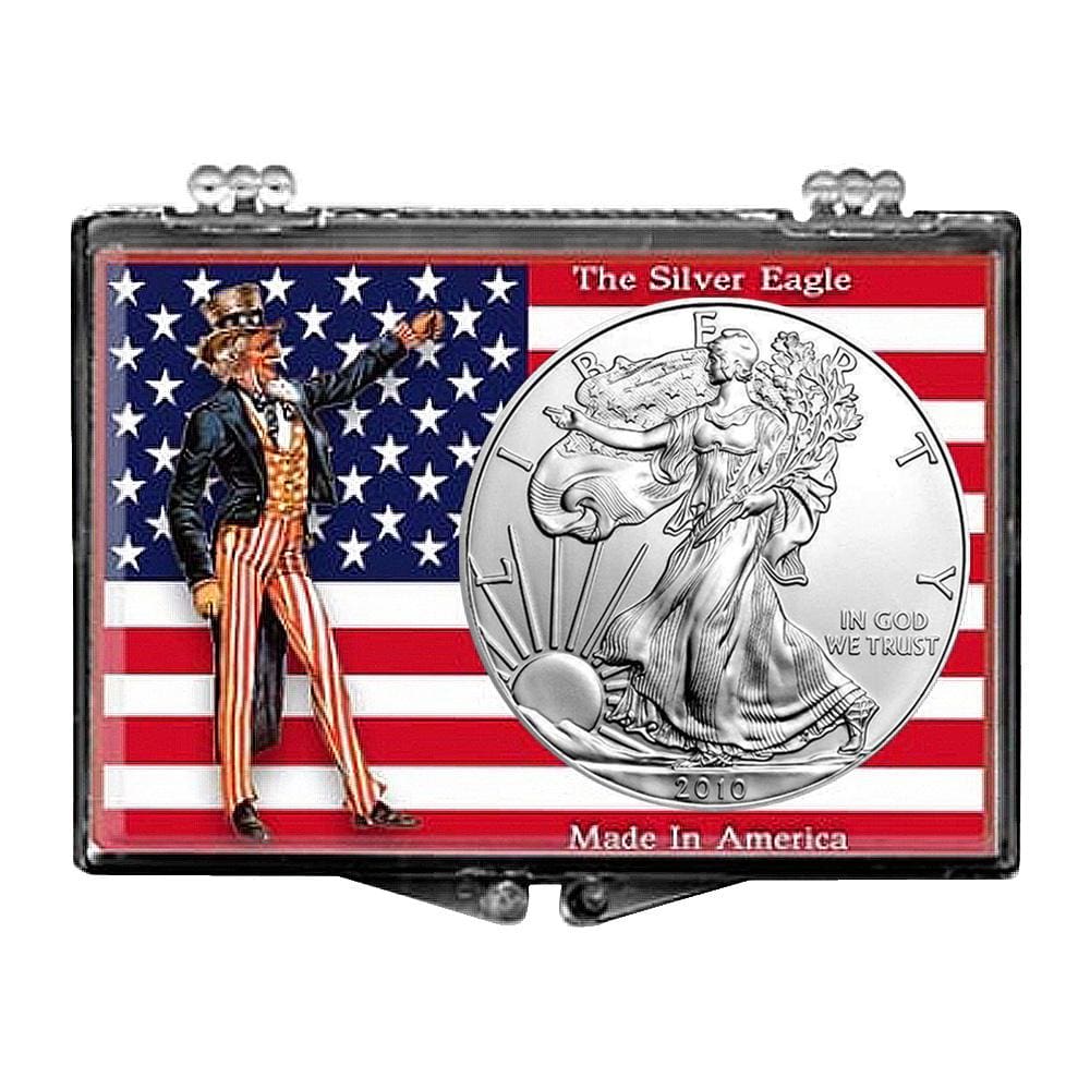 2010 $1 American Silver Eagle Snaplock Holder - Uncle Sam with Flag Design