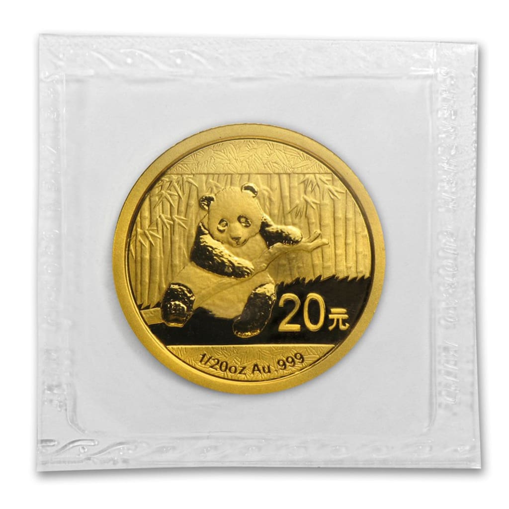 2014 China Panda Bear 1/20 oz .9999 pure Gold Coin.