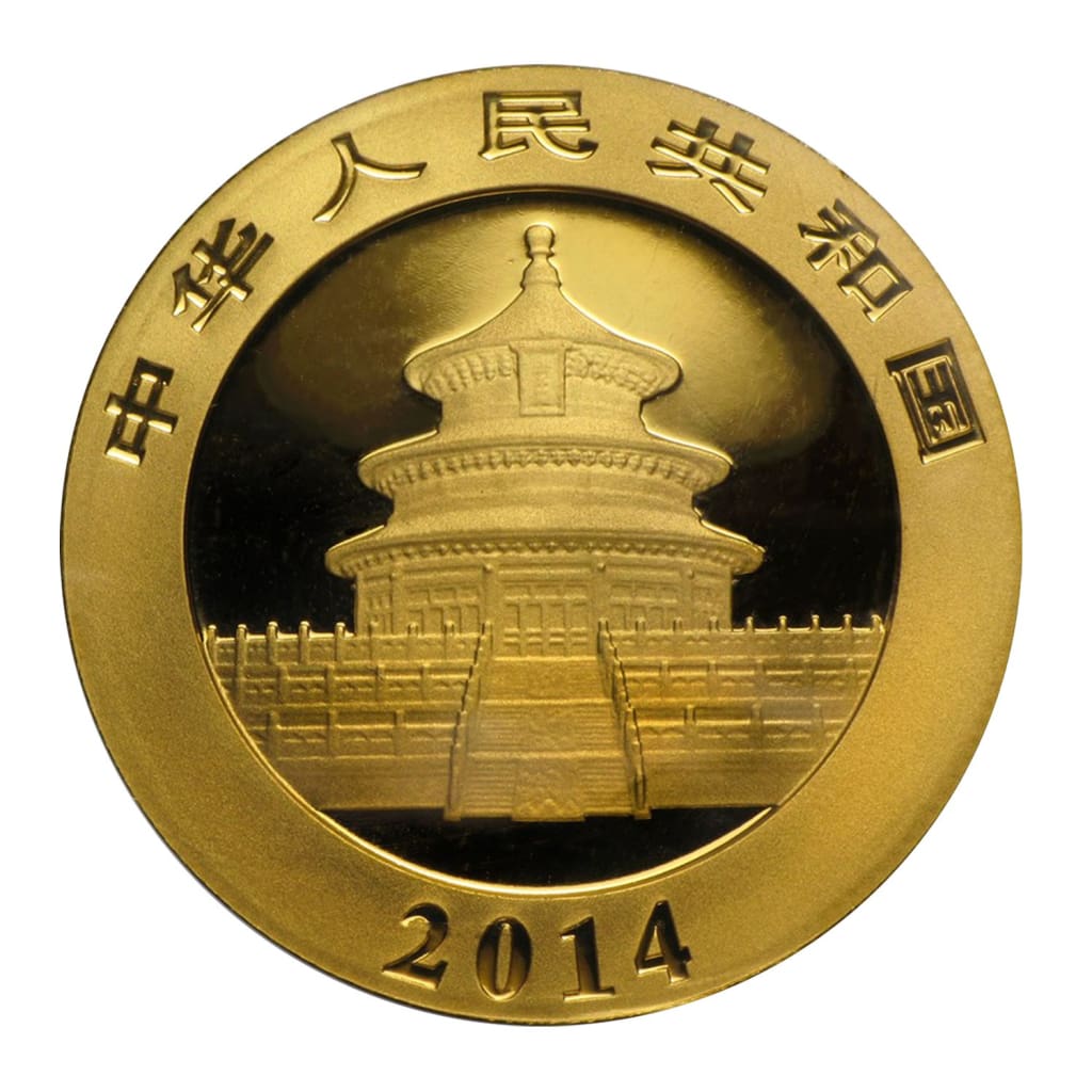 2014 China Panda Bear 1/20 oz .9999 pure Gold Coin.