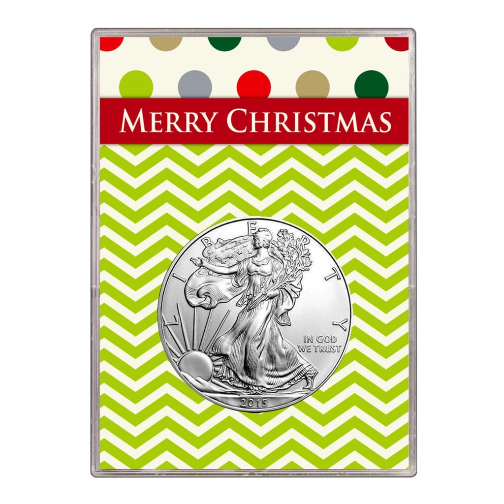 2015 $1 American Silver Eagle Gift Holder Merry Christmas Design