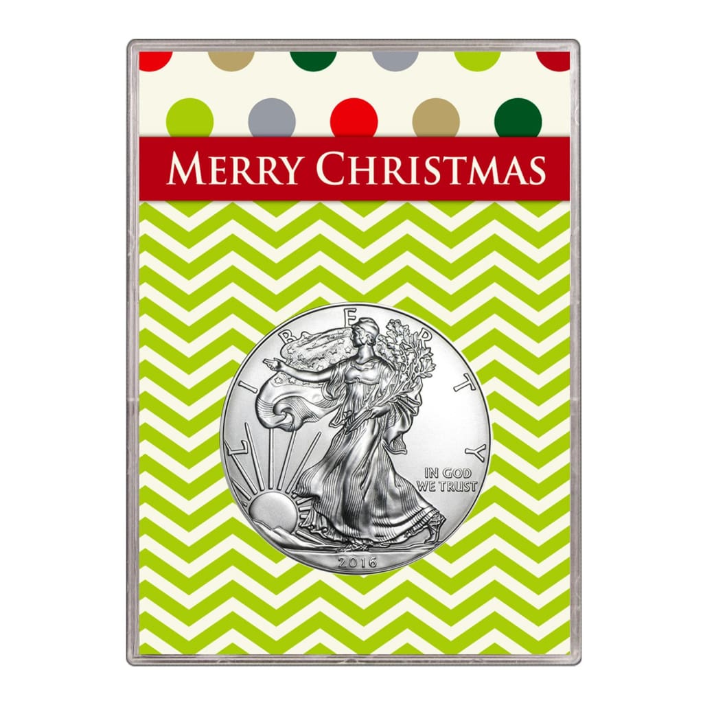 2016 $1 American Silver Eagle Gift Holder Merry Christmas Design