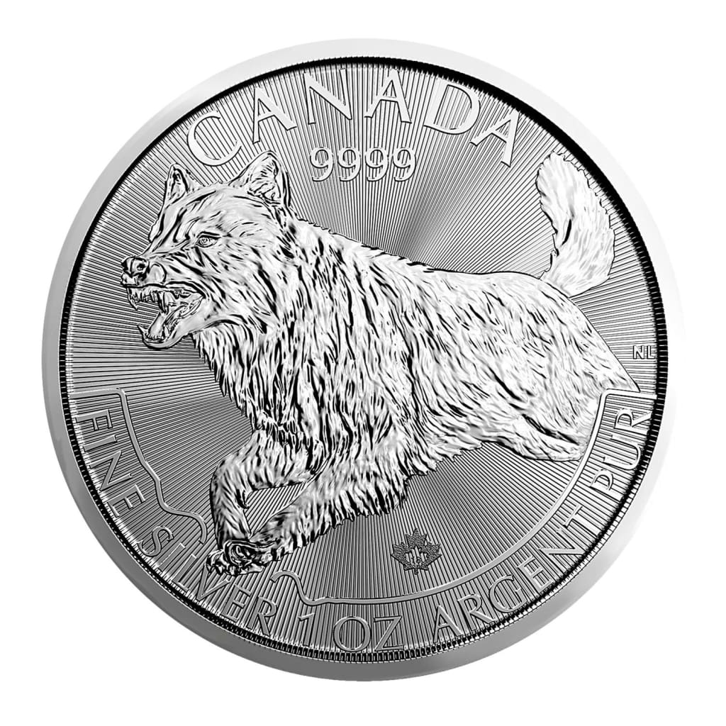 2018 1 Oz .9999 Silver Royal $5 Canadian Mint Wolf (Predator)