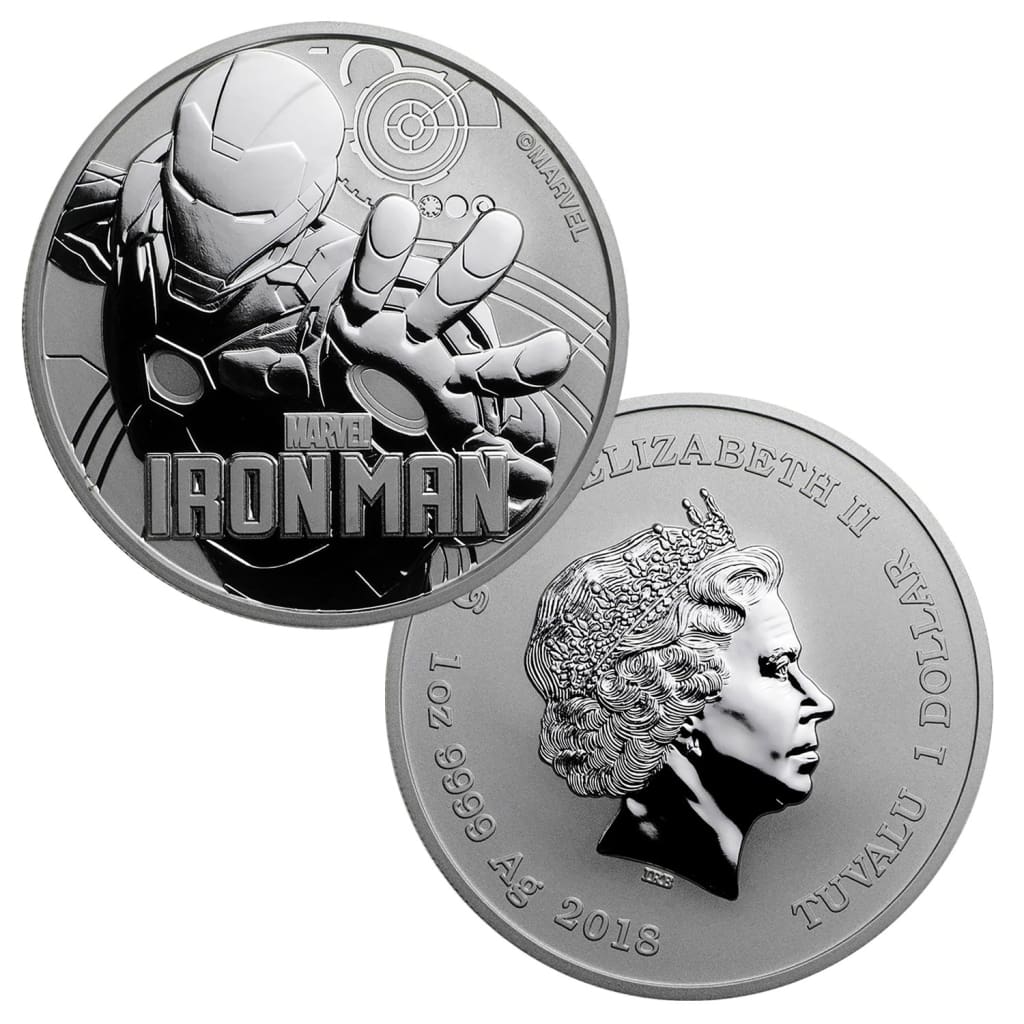 2018 $1 Tuvalu 1 oz .999 Silver Marvel Series Iron Man BU