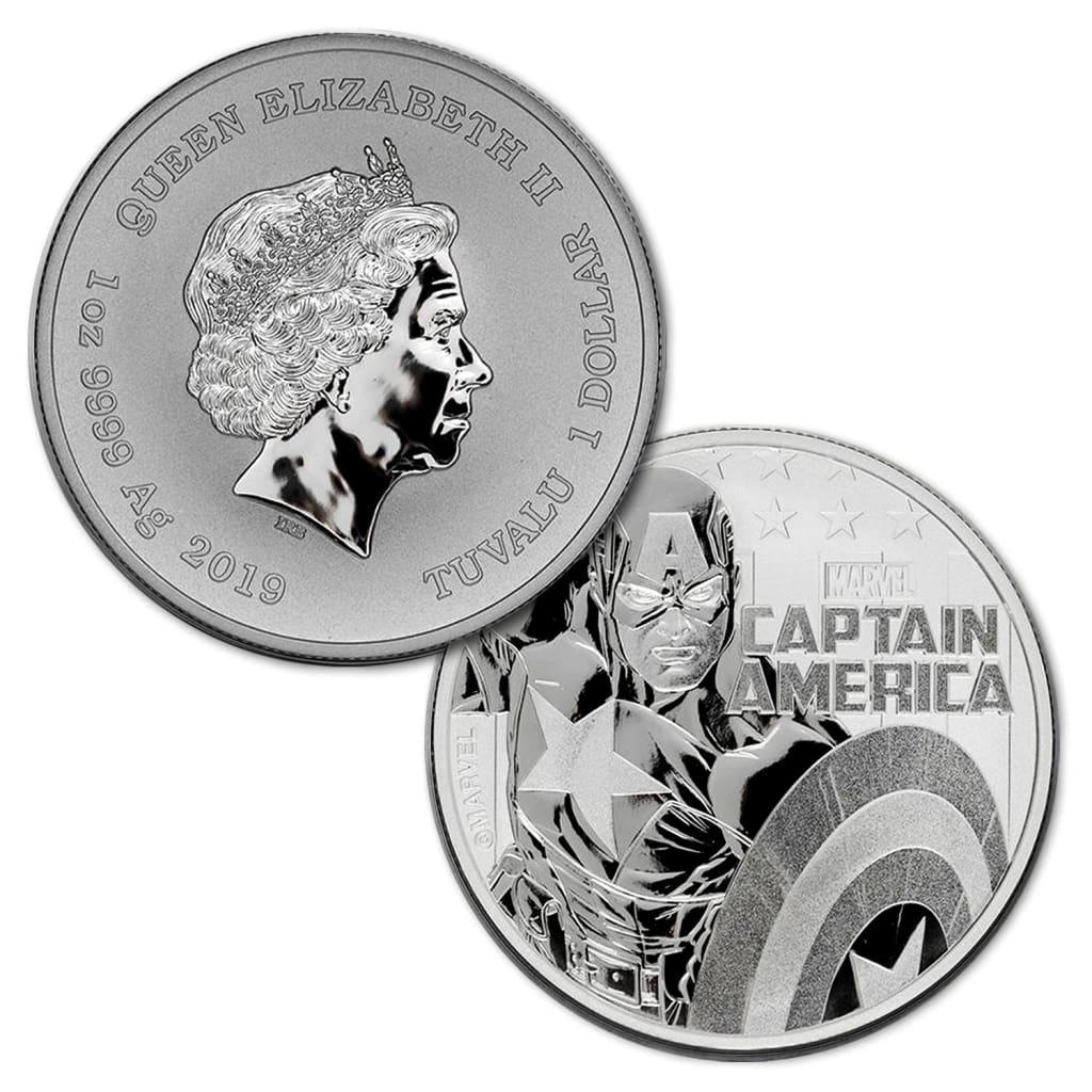 2019 Tuvalu $1 - 1 oz .9999 Silver Marvel Series Captain America BU