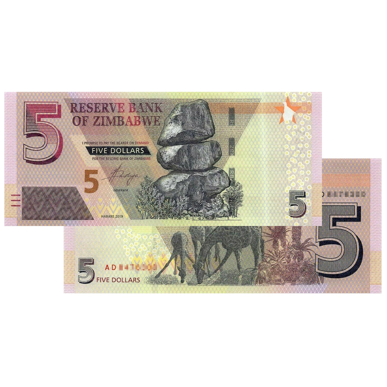 2019 - $5 Zimbabwe Banknote Bearer Uncirculated