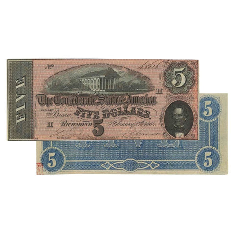 1864 Confederate States 5 dollar Note