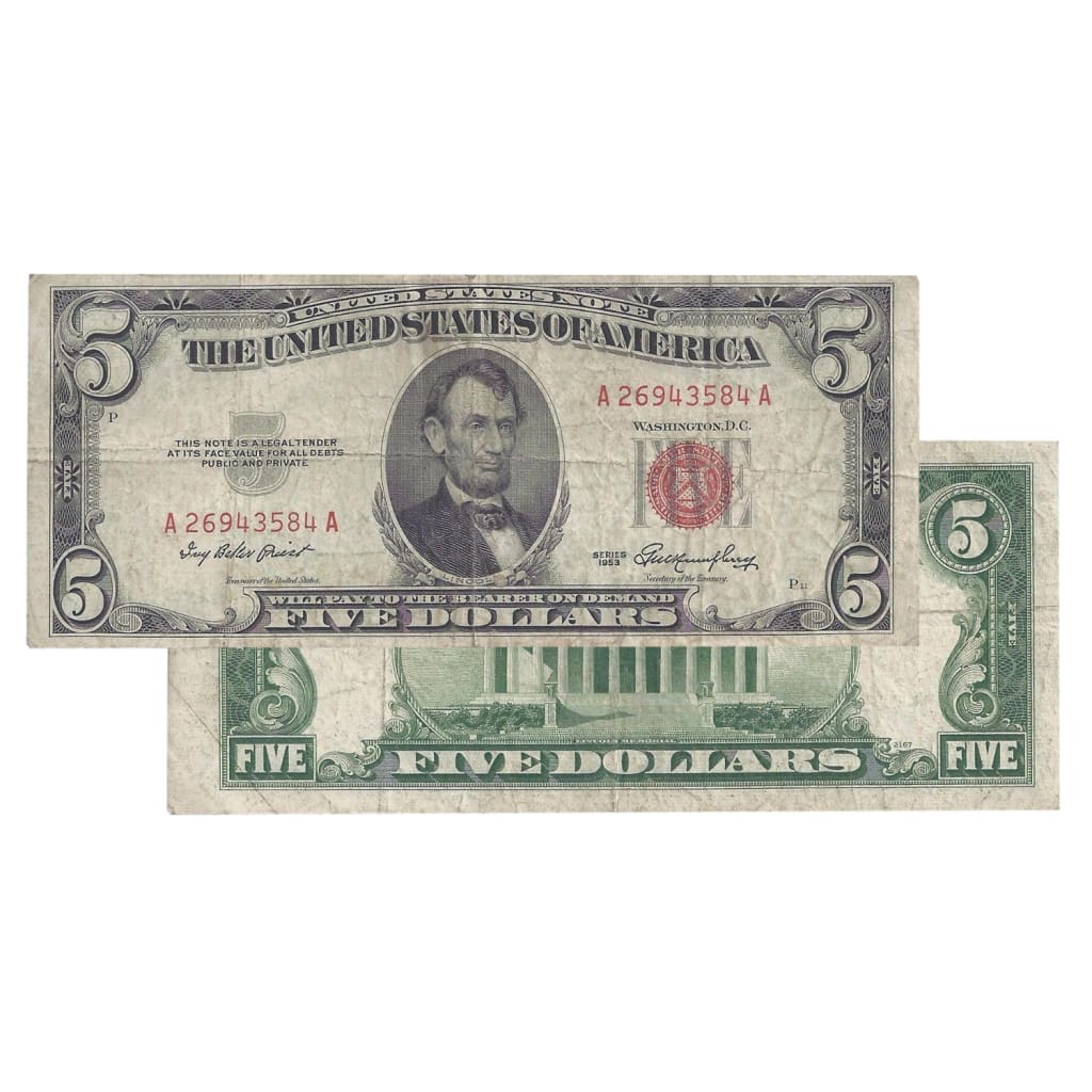 $5 - 1953 Red Seal FRN - Fine