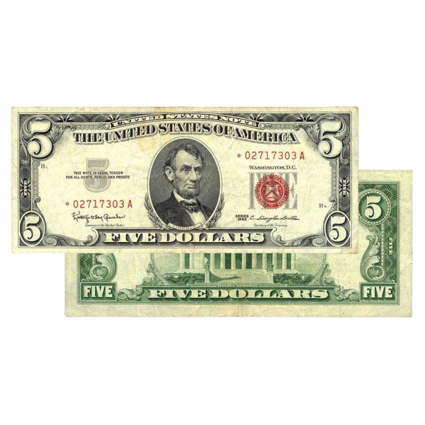 Sold at Auction: 1963 RED MARK 5 DOLLAR BILL