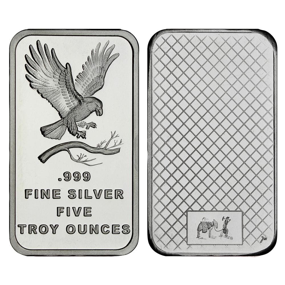 5 Ounce Silvertowne Mint .999 Silver Eagle Bar