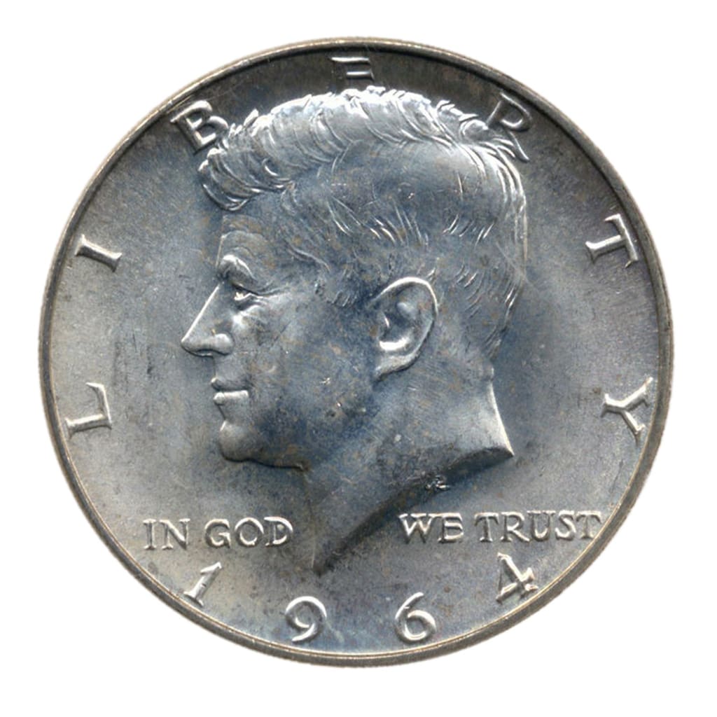 90% Silver 1964 JFK Half Dollars Average Circulated