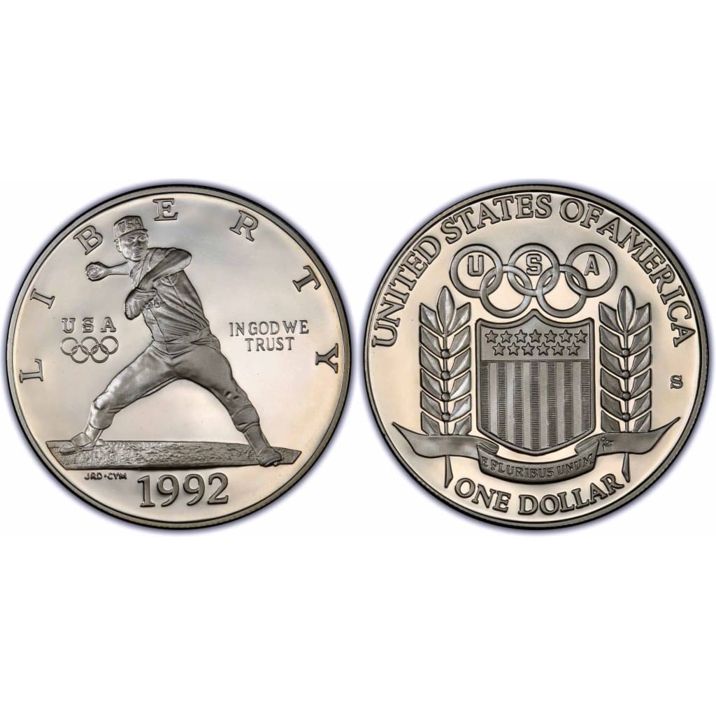 90% Silver 1992 Olympic Baseball Dollar Proof