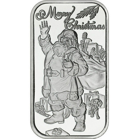 1 Ounce Silvertowne Mint .999 Silver Bar Merry Christmas Santa with Gi –  Great American Coin Company®