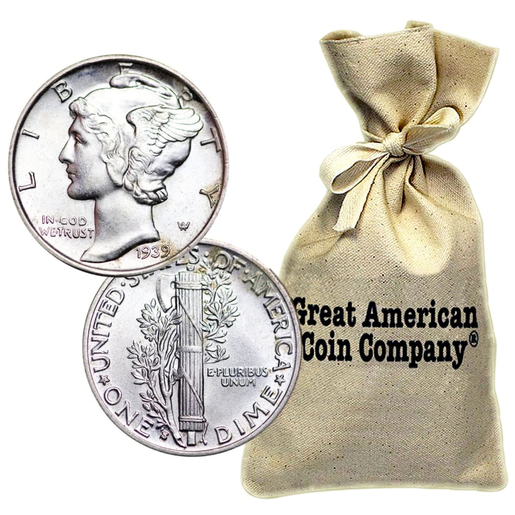 Bag of $50 Face 90% Silver Mercury Dimes BU