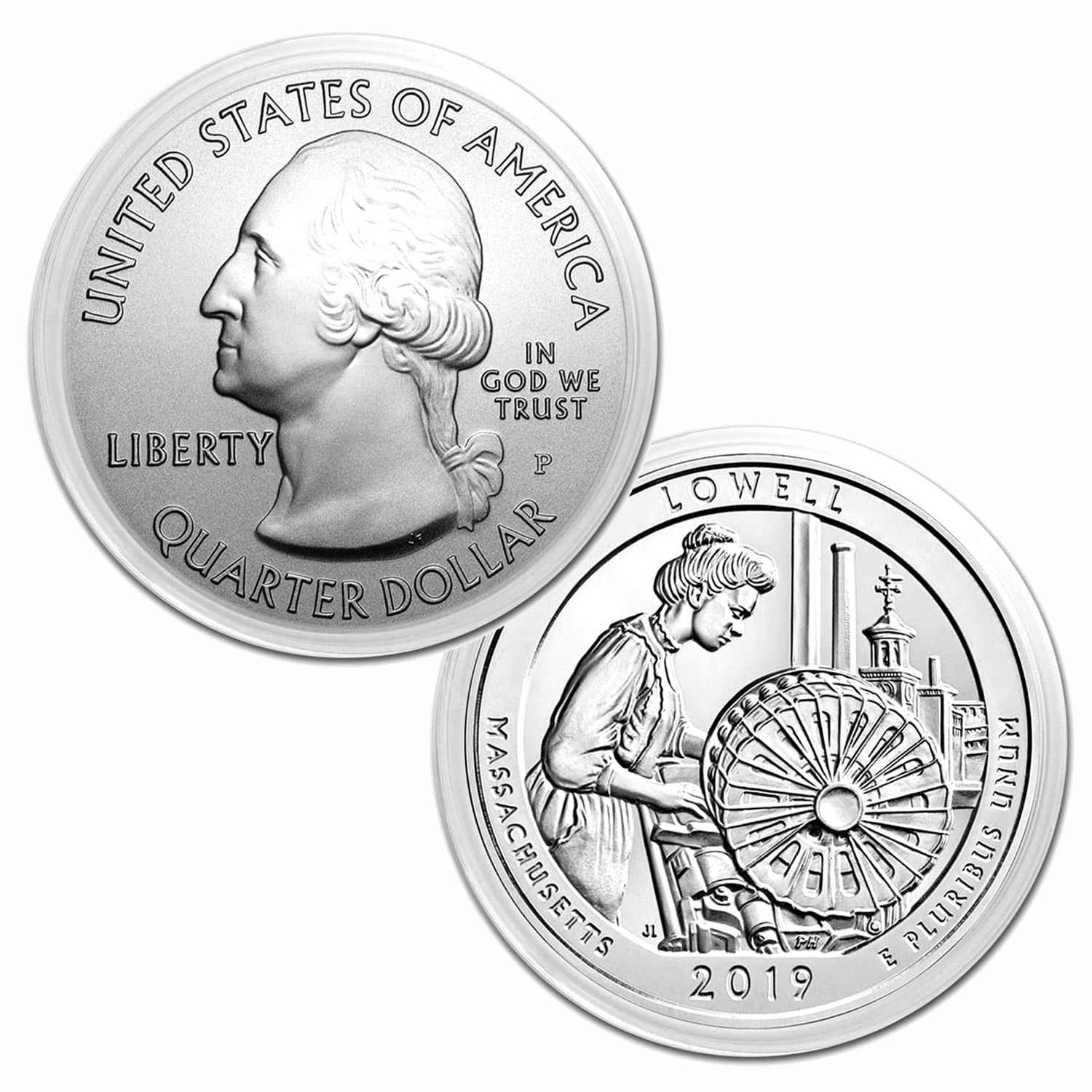 2019 $.25 5 oz Silver America the Beautiful Lowell National Historical Park, Massachusetts