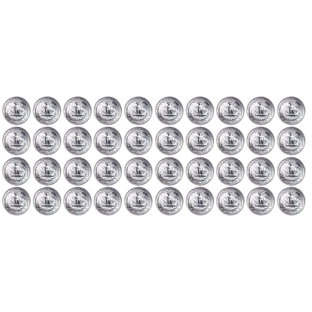 Roll of 40 - 90% Silver Washington Quarters $10 Face BU